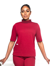 Turtleneck Scrub Top (Red)