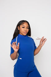 Turtleneck Scrub Top (Royal Blue)
