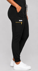 Black Jogger Pant with Gold-tone Zipper