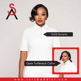 Open Neck Collar With Gold Zippers ( Ivory)