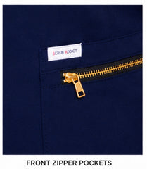 Mock-neck with gold-tone zipper (Navy)