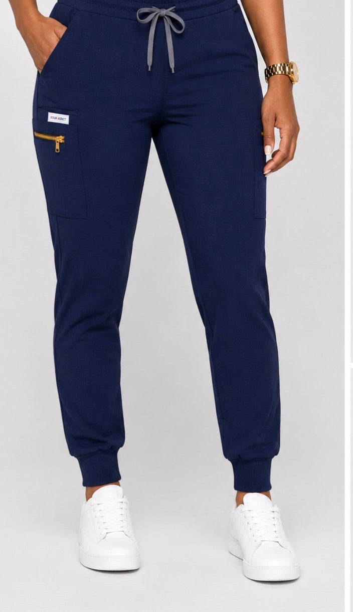 Navy Blue Jogger Pant with Gold-tone Zipper