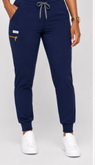 Navy Blue Jogger Pant with Gold-tone Zipper