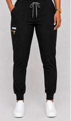 Black Jogger Pant with Gold-tone Zipper
