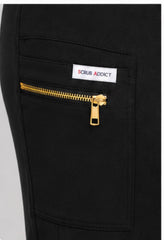 Black Jogger Pant with Gold-tone Zipper
