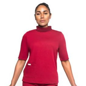 Turtleneck Scrub Top (Red)