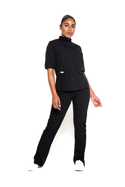 Turtleneck Scrub Top (Black)